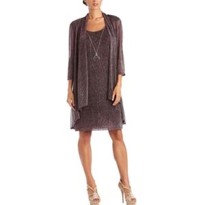 RM Richards Women's 2 Piece Metallic Knit Jacket Dress NWT Size 6
